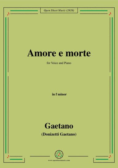 Donizetti-Amore e morte,in f minor,for Voice and Piano (arr. MSM)