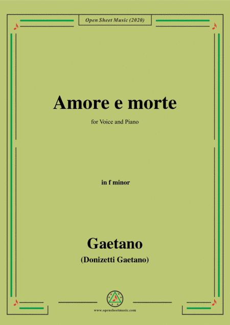 Donizetti-Amore e morte,in f minor,for Voice and Piano (arr. MSM)