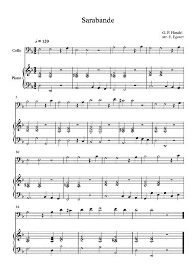 Sarabande, George Frideric Handel, For Cello & Piano (arr. Eugene Egorov)