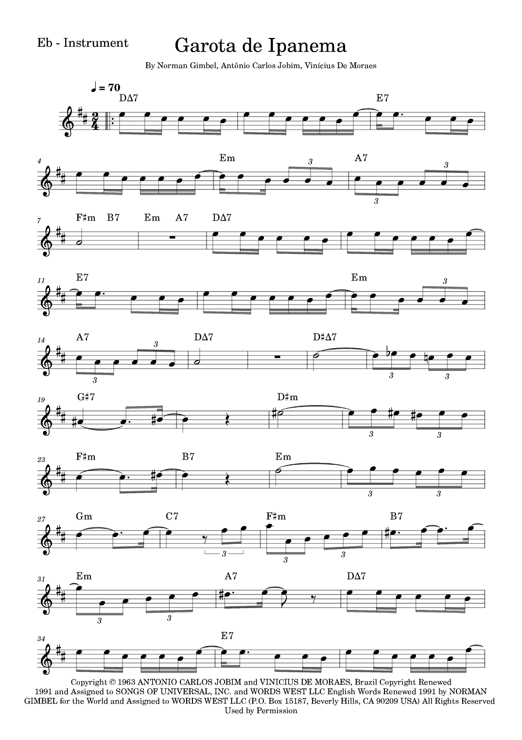 The Girl From Ipanema (garôta De Ipanema) (arr. Fabio Eduardo de Oliveira)