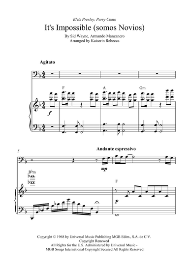 It's Impossible (somos Novios) (arr. Kaiserin Rebecca)