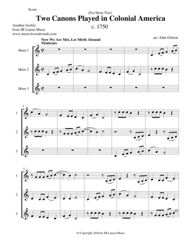Two Canons Played in Colonial America for three horns (arr. John Gibson)