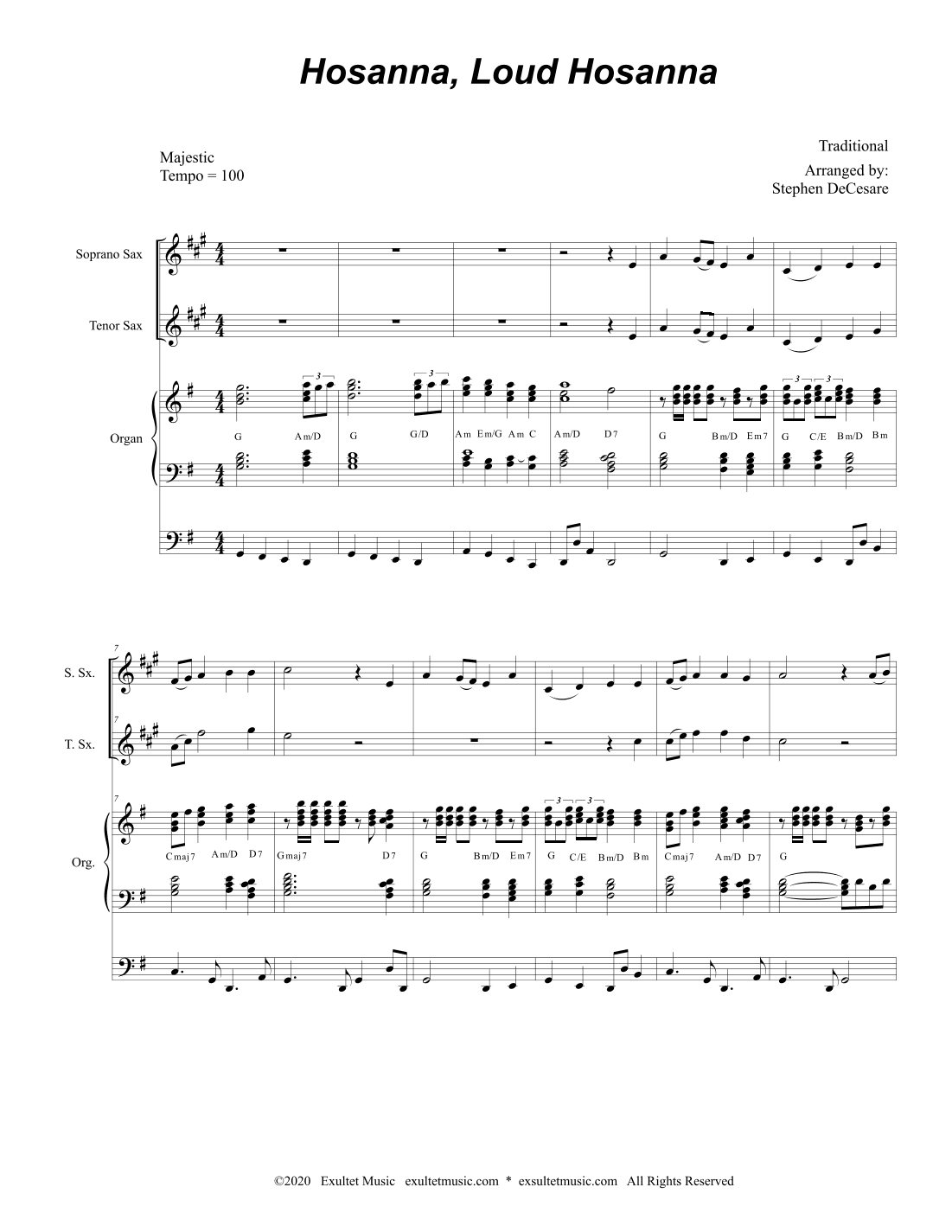Hosanna, Loud Hosanna (Duet for Soprano and Tenor Saxophone - Organ accompaniment) (arr. Stephen DeCesare)