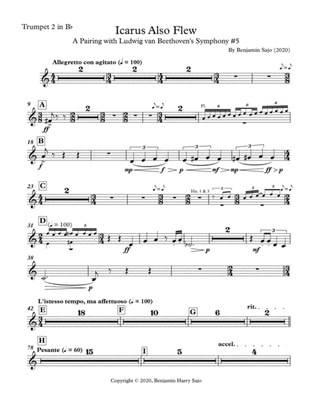 Icarus Also Flew: A Pairing with Beethoven's Symphony #5 - Trumpet 2 in Bb