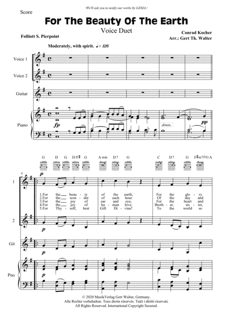 For The Beauty Of The Earth (arr. Gert Th. Walter)