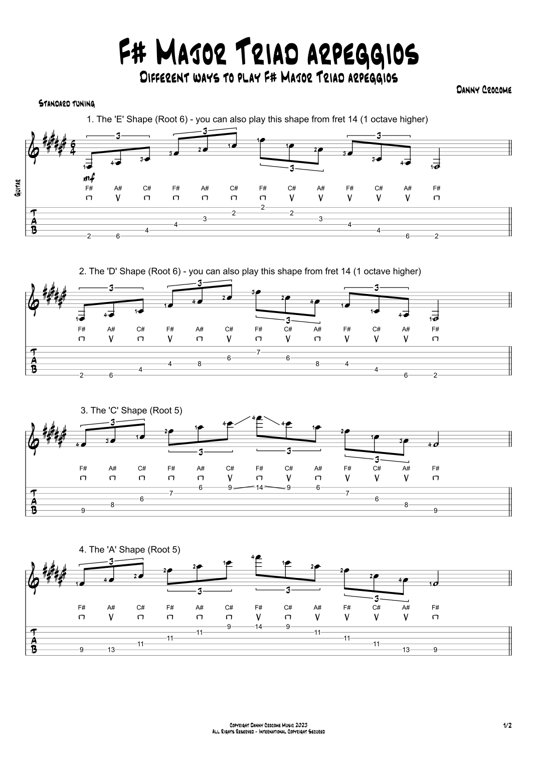 F# Major Triad Arpeggios (5 Ways to Play)