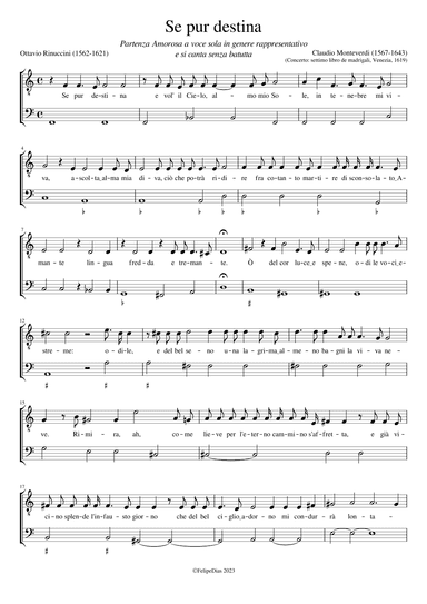Se pur destina (Partenza Amorosa) (arr. Early Music Scores)