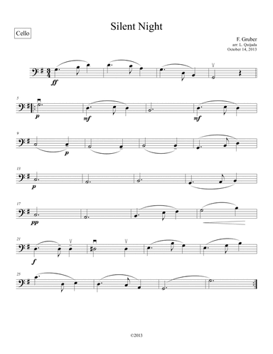 Silent Night, for intermediate string orchestra. SCORE and PARTS. (arr. Laura C. Quijada Ortíz)