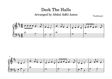 Deck the Halls Piano Easy Beginner (arr. Abdul Adhl Azeez)