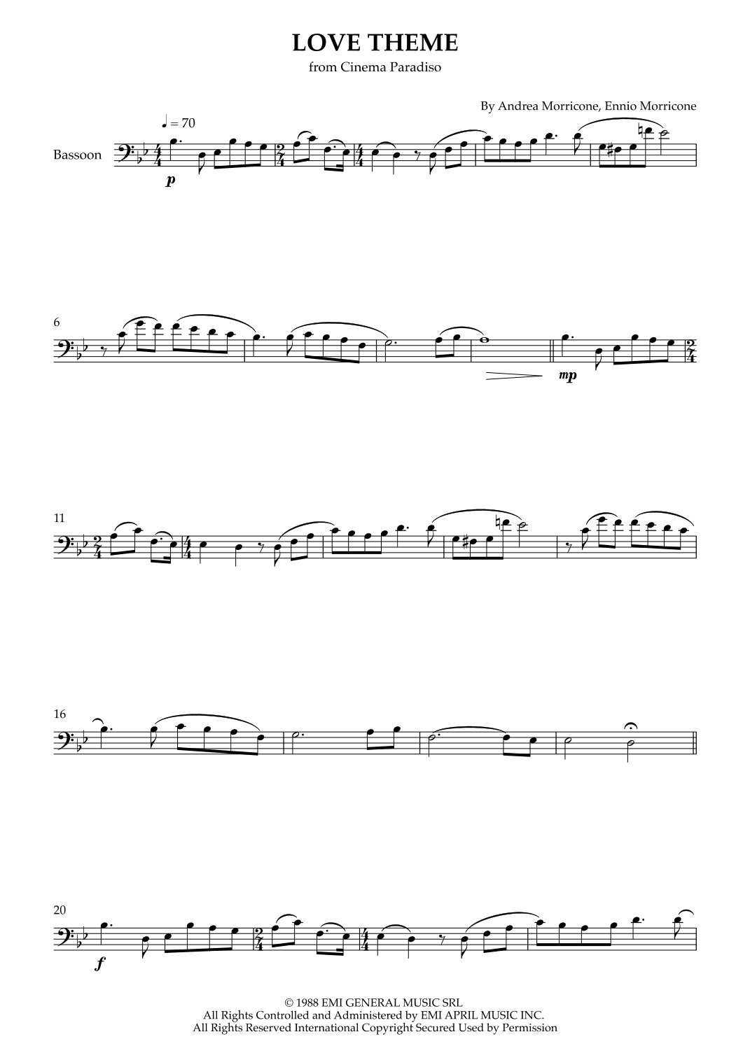 Love Theme (tema D'amore) (arr. Karen Gueiros)