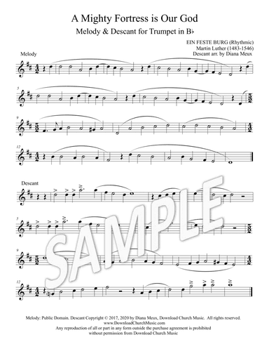 A Mighty Fortress is Our God (Rhythmic) - Trumpet melody and descant (arr. Descant by Diana Meux)