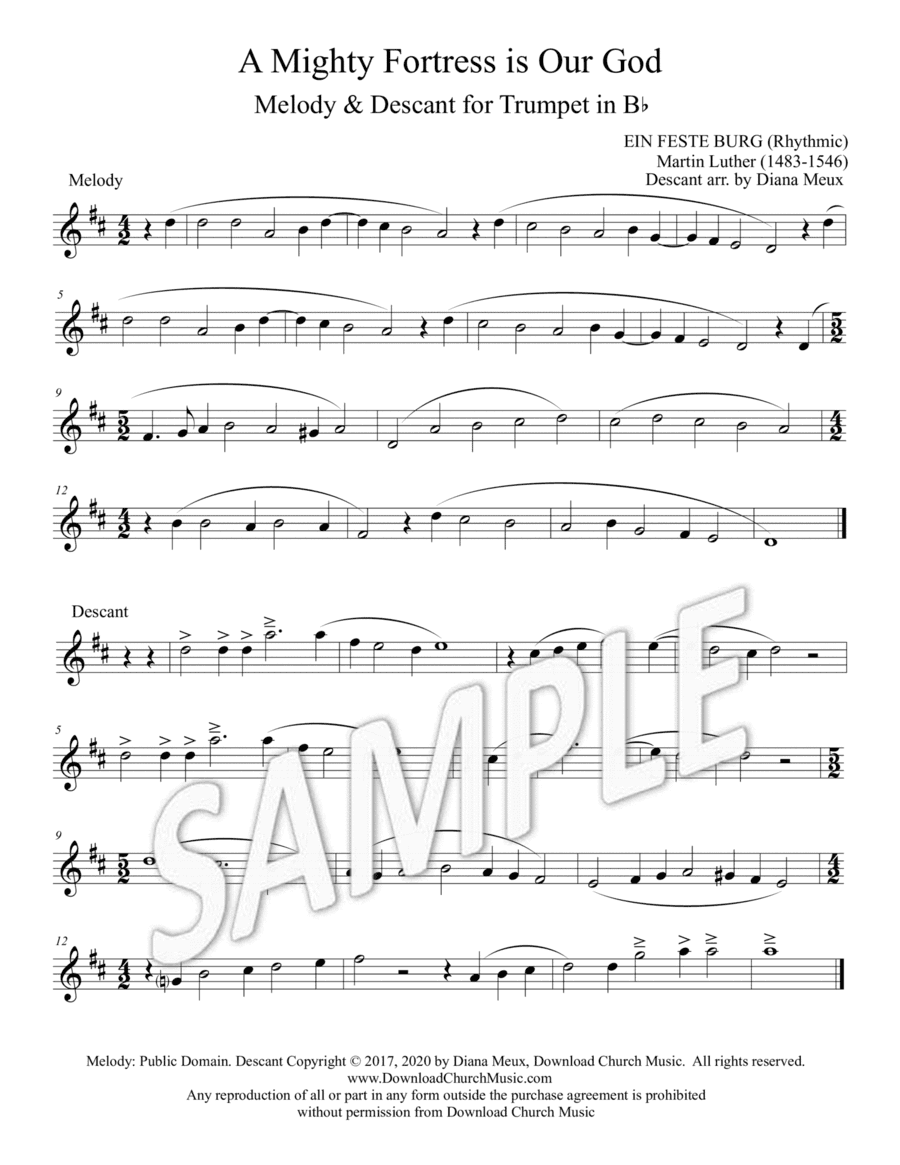 A Mighty Fortress is Our God (Rhythmic) - Trumpet melody and descant (arr. Descant by Diana Meux)