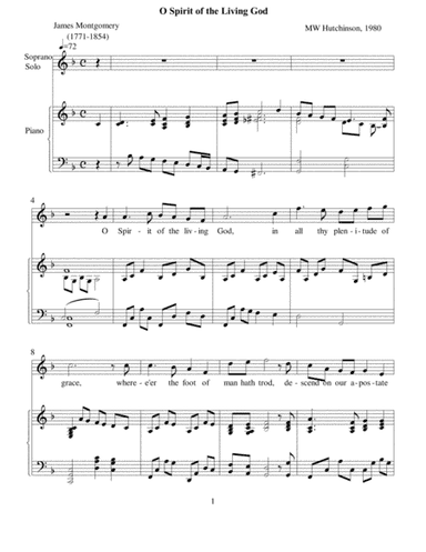 O Spirit of the Living God (score and solo)