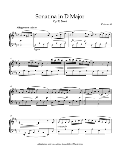 Sonatina Opus 36, Number 6 (arr. James Gilbert Music)