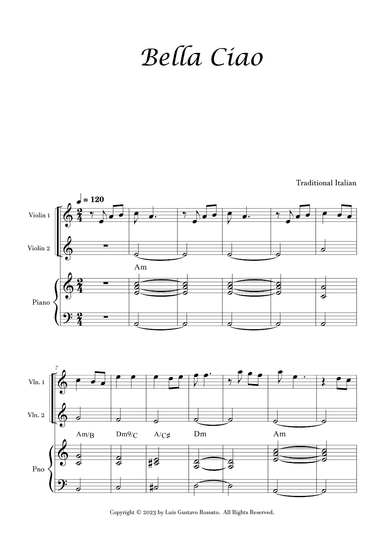 Bella Ciao - Violin Duet (arr. Luís Gustavo Rossato)