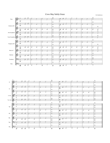 Cows May Safely Graze: a Beginning Band Chorale