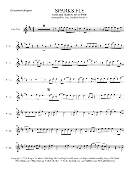 Sparks Fly (arr. Jose Daniel Morales A.)