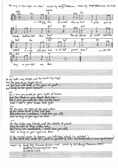 As Long As Your Eyes Are Blue,  words by BANJO Paterson