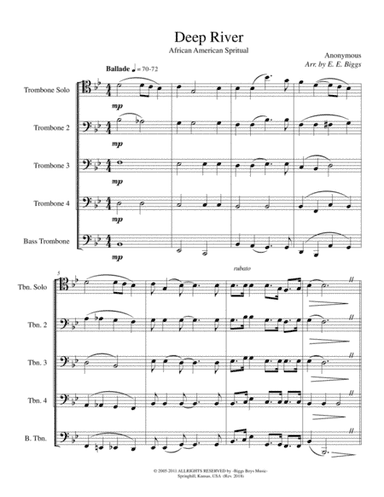 Deep River (arr. E. E. Biggs)