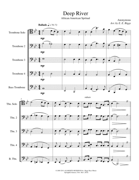 Deep River (arr. E. E. Biggs)