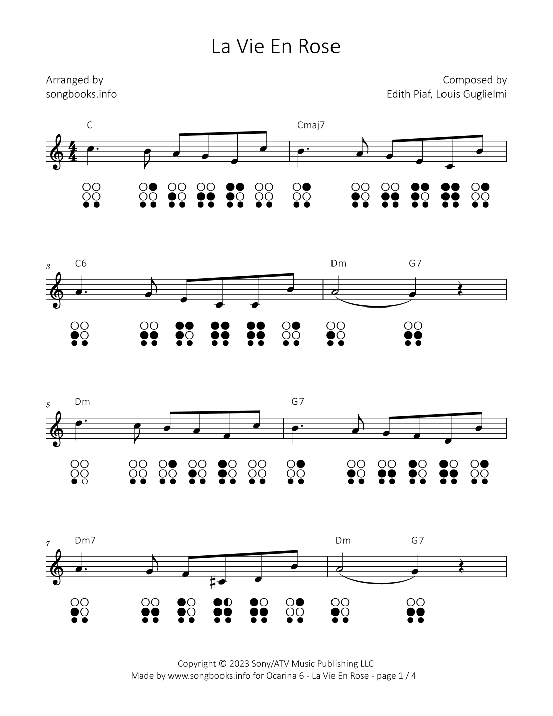 La Vie En Rose (arr. songbooks.info)