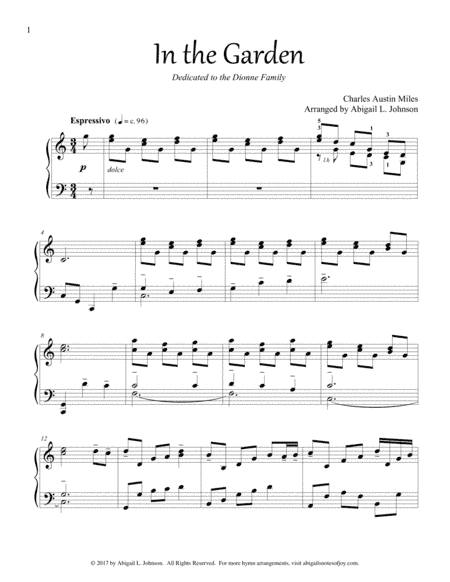 In the Garden (Beautiful Piano Solo) (arr. Abigail L. Johnson)