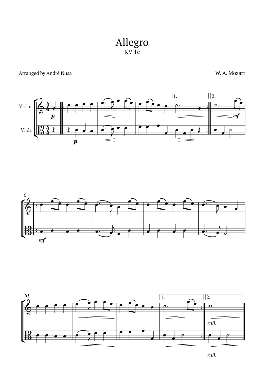 Allegro K1c (arr. André Nusa)