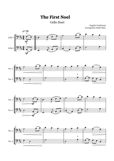 The First Noel - Cello Duet (arr. Valdir Maia)