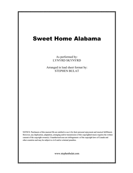 Sweet Home Alabama (arr. Stephen Bulat)