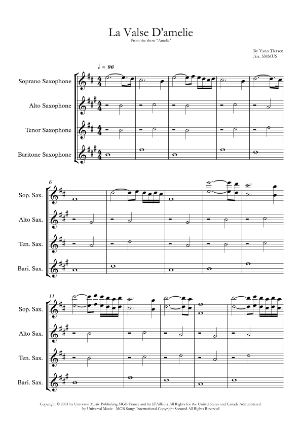 La Valse D'amelie (arr. SMMUS)