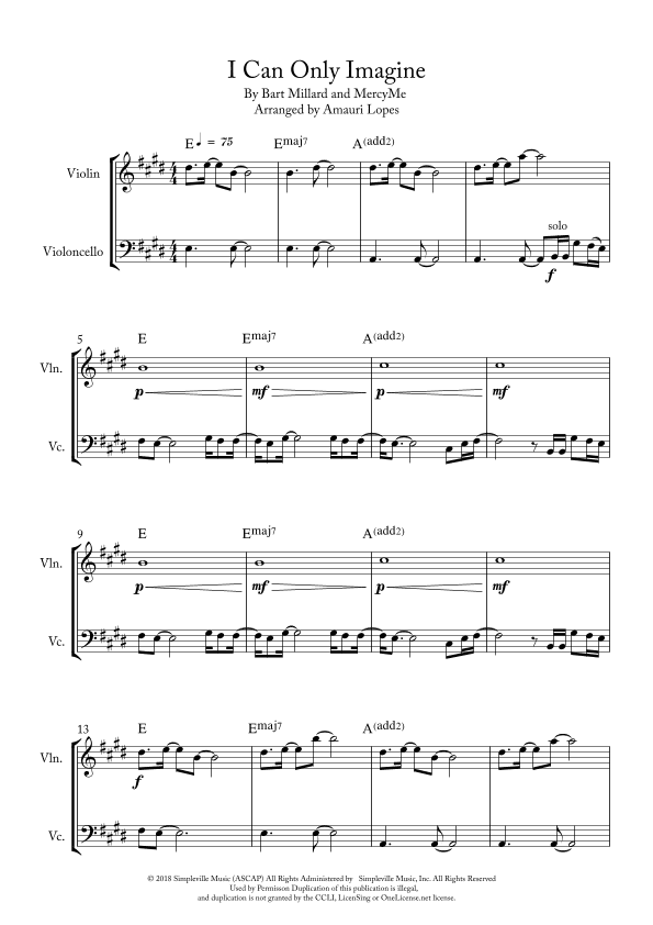 I Can Only Imagine (arr. Amauri Lopes)