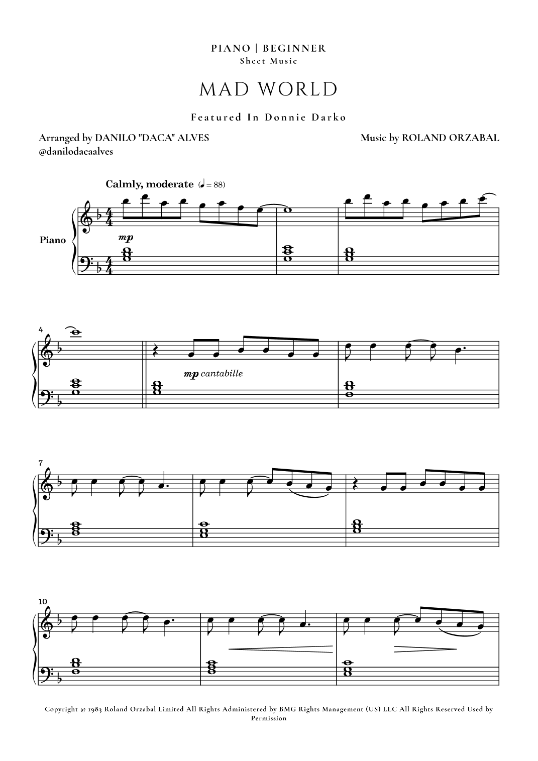 Mad World (arr. Danilo "Daca" Alves)