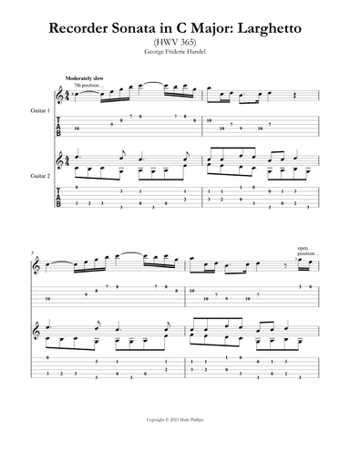 Recorder Sonata in C Major: Larghetto (HWV 365) (arr. Mark Phillips)