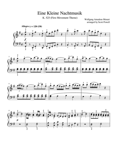 Eine Kleine Nachtmusik (Intermediate Piano) (arr. Scott Powell)