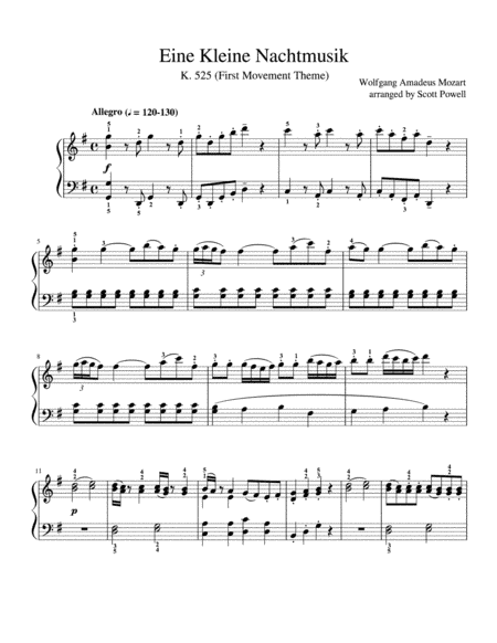 Eine Kleine Nachtmusik (Intermediate Piano) (arr. Scott Powell)
