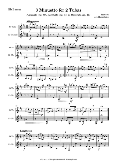 3 Minuetto for 2 Brass Instruments (arr. Shaun Humphries)