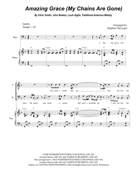 Amazing Grace (my Chains Are Gone) (arr. Stephen DeCesare)