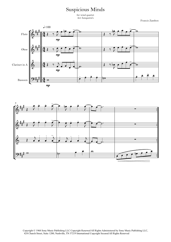 Suspicious Minds (arr. Junqueira's)