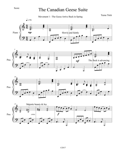 Canadian Geese Suite - Movement 1 on Piano