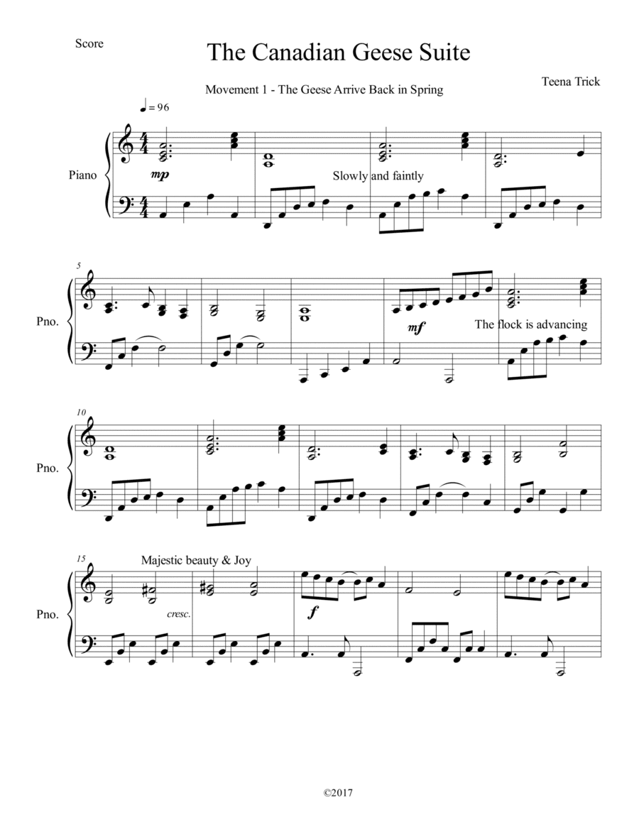 Canadian Geese Suite - Movement 1 on Piano