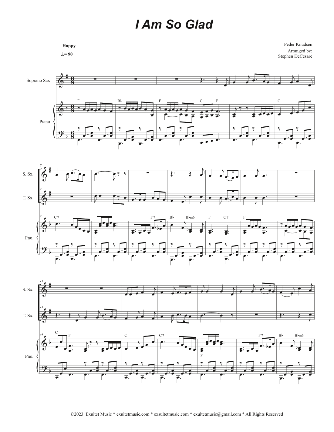 I Am So Glad (Duet for Soprano and Tenor Saxophone) (arr. Stephen DeCesare)