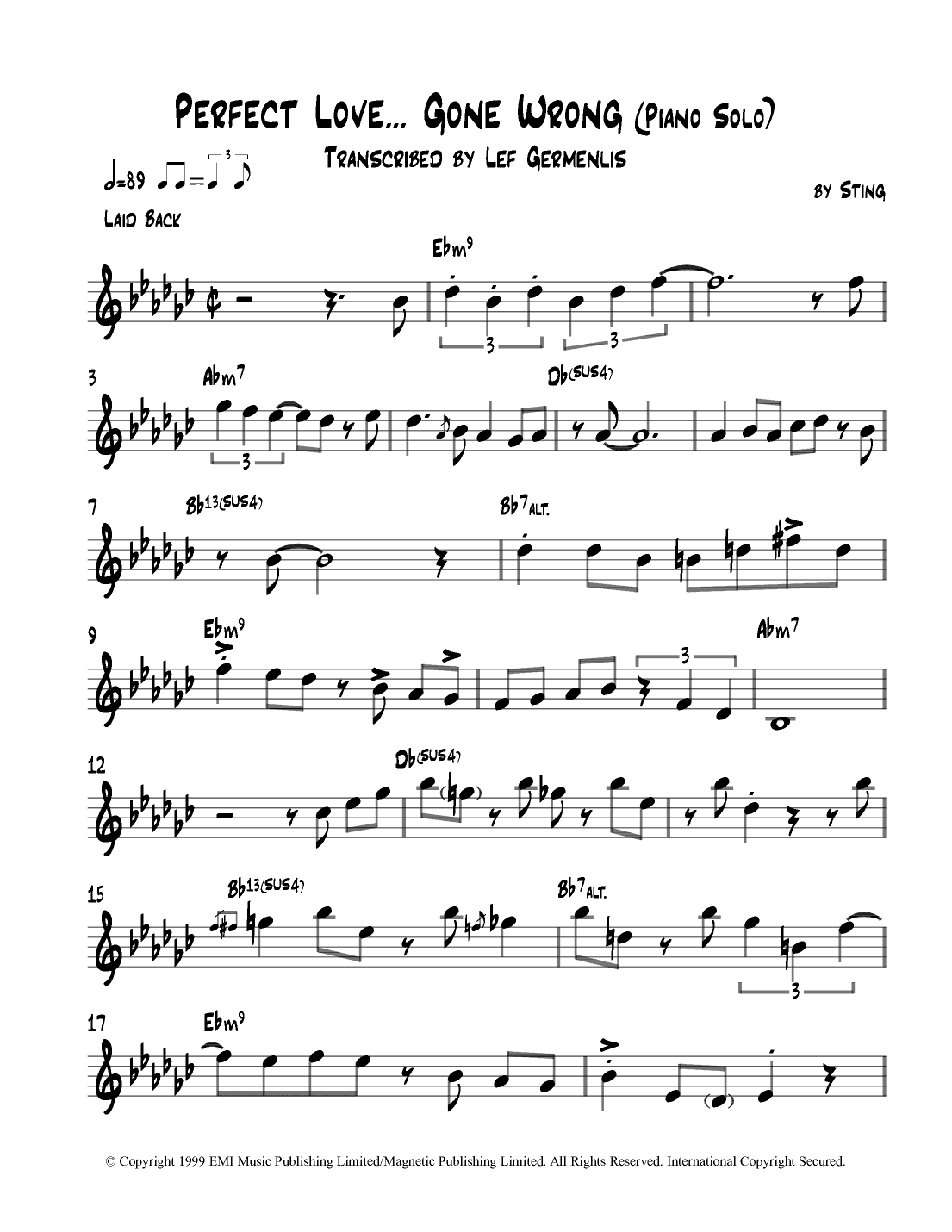 Perfect Love...gone Wrong (arr. Lef Germenlis)