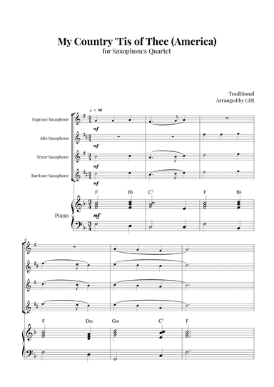 My Country 'Tis of Thee (America) (arr. GDJ)