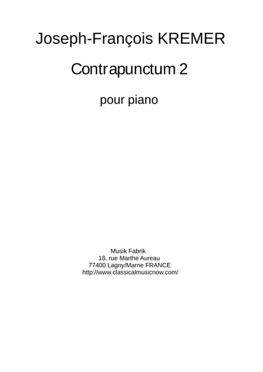 Joseph-François Kremer: Contrapunctum 2 for piano