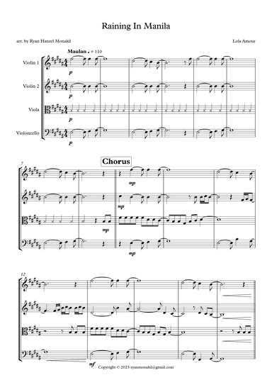 Raining In Manila (arr. Ryan Hanzel Monakil)