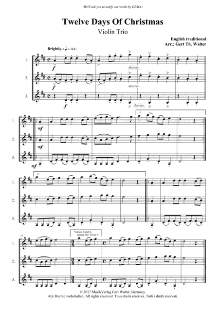 Twelve Days Of Christmas (arr. Gert Th. Walter)