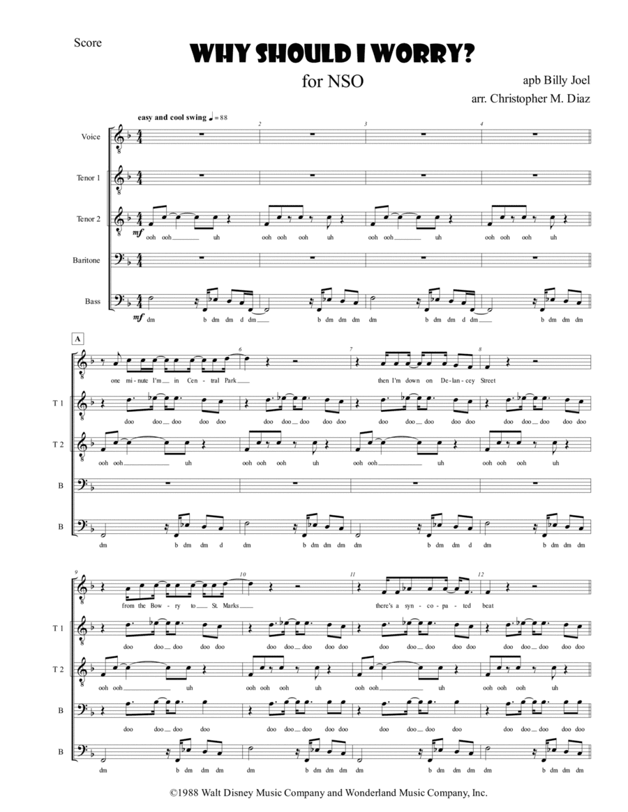 Why Should I Worry? (arr. Christopher M. Diaz)