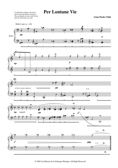 Gian Paolo Chiti: Per Lontano Vie for pianoforte