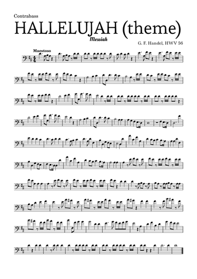 Aleluia (HALLELUJAH), of the Messiah - for Contrabass and accompaniment (arr. Leyandder Trustworthy)