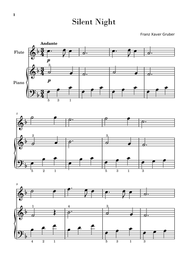 Silent Night (Easy Flute with Piano Accompaniment) (arr. Gisele Sant'Ana)